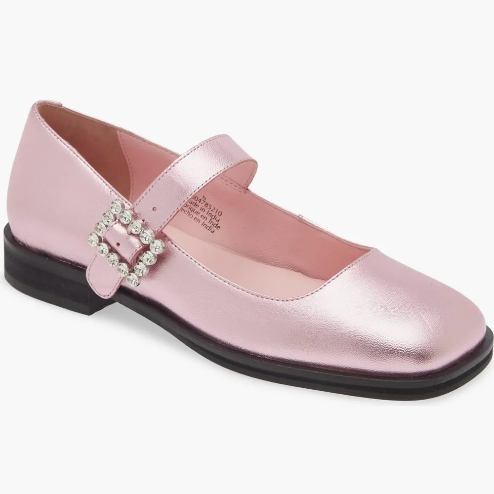 FREE PEOPLE Leather Diamanté Mary Janes